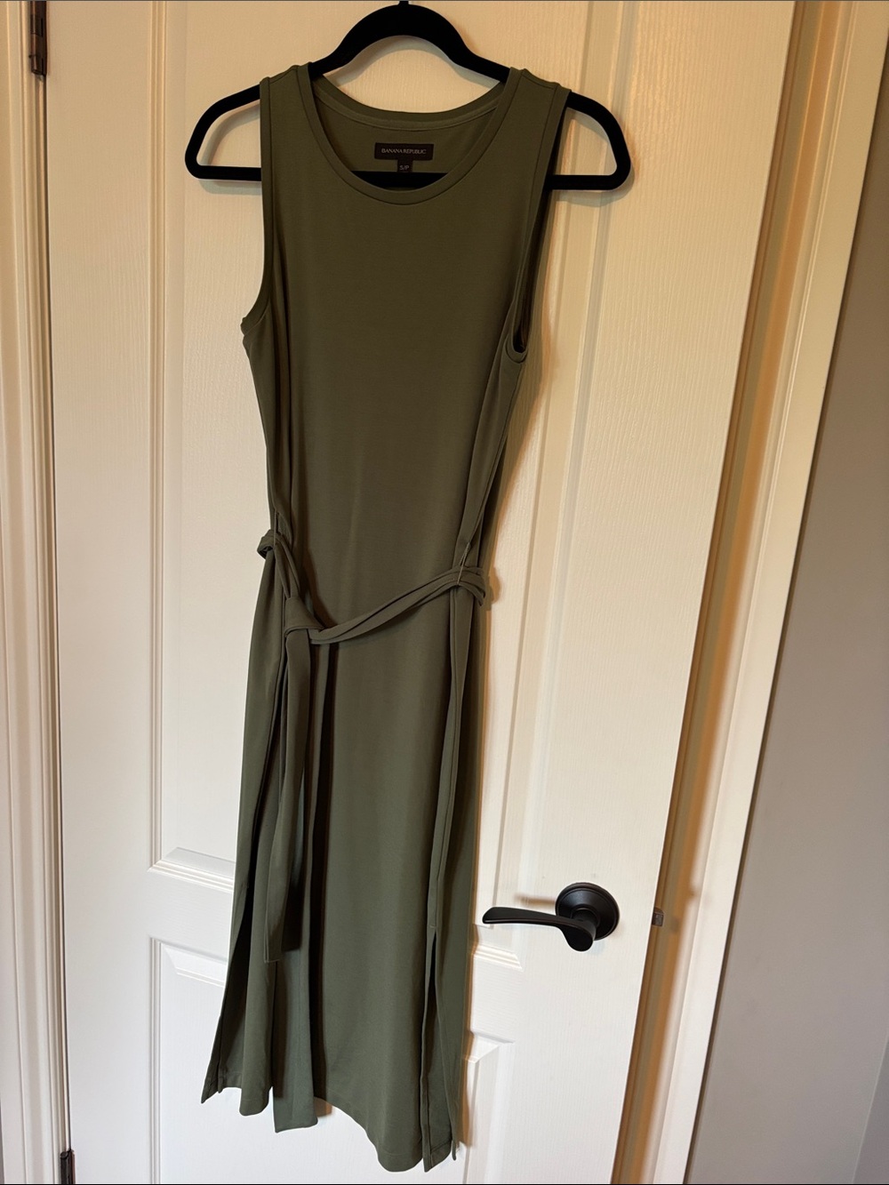 Banana Republic Olive Green Sleeveless Midi with Self-Tie Belt
